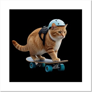 SKATER CAT Posters and Art